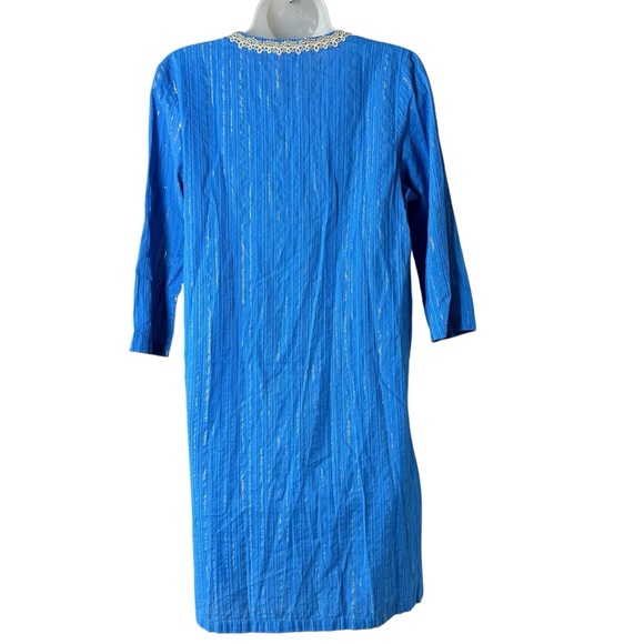 Lilly Pulitzer Small Blue Tunic Dress Shift Crochet Trim Beach Resort Cover Up - Picture 2 of 8
